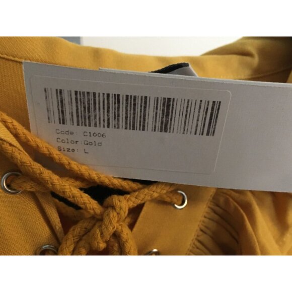 Pirate Dressing Costume Shirt Gold Halloween Renaissance Fest Ruffle Collar L - Picture 5 of 10